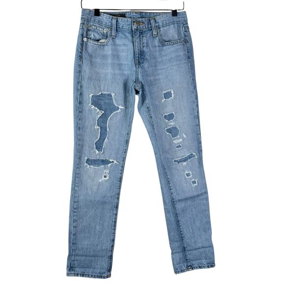J. Crew Women's Blue 100% Cotton Mid Rise Broken In Boyfriend Jeans Size 24 - Picture 1 of 10